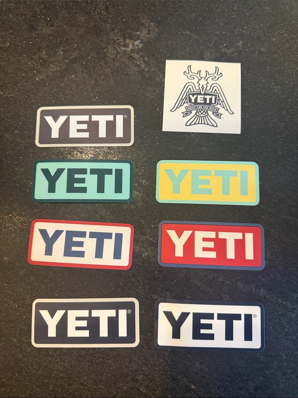 Yeti Multicolor Logo Sticker Set - Teal, Yellow, Red, Black, White